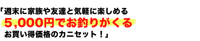 「週末に家族や友達と気軽に楽しめる 5,000円でお釣りがくる お買い得価格のカニセット!」