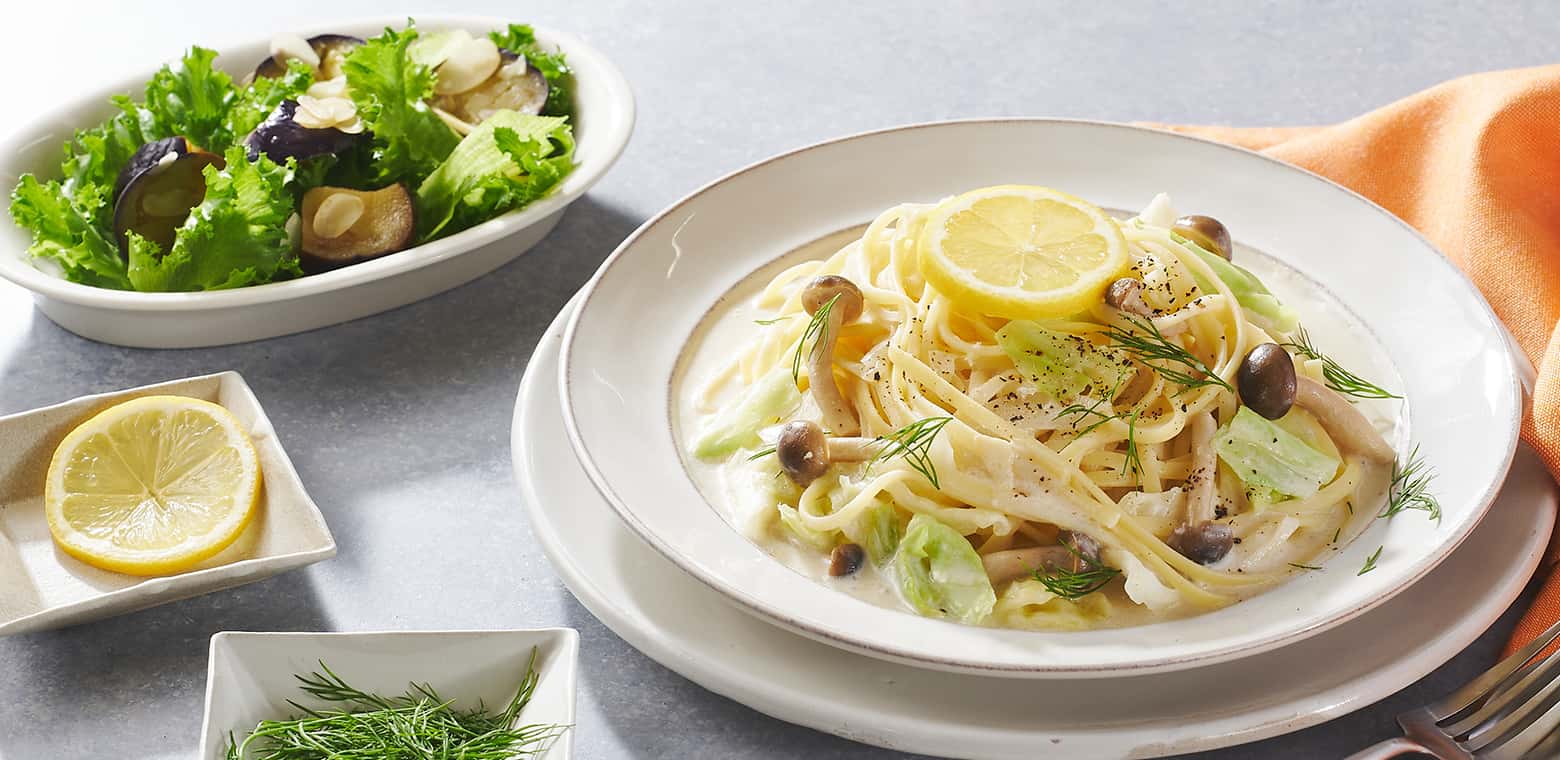 purple carrot レモンクリームパスタ