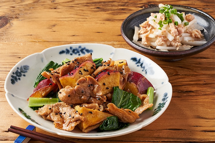 Kit2人前/豚肉とさつまいもの黒ごま甘辛炒め|有機野菜 通販 Kit2人前/豚肉とさつまいもの黒ごま甘辛炒め|有機野菜 通販