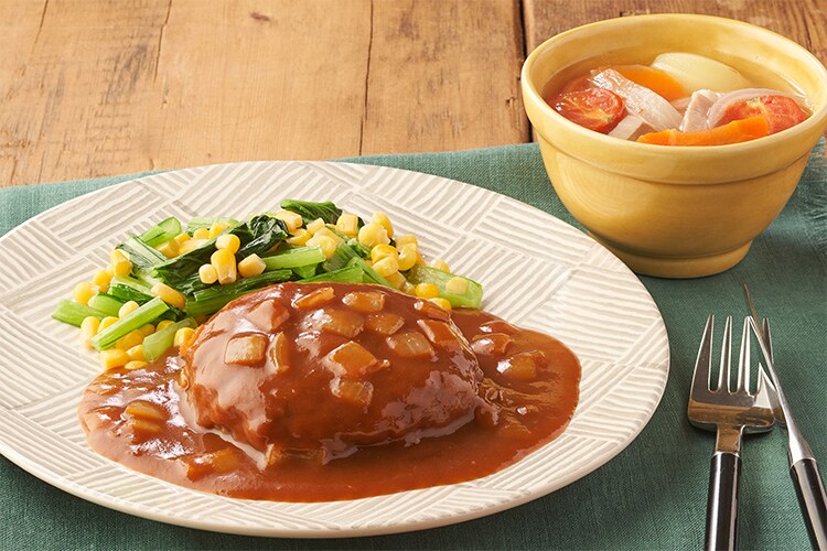 Kit2人前 洋食屋さん風デミ煮込みハンバーグ 有機野菜 通販 ｏｉｓｉｘ おいしっくす