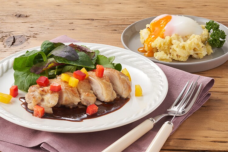 Kit2人前 鶏もものソテー特製バルサミコソース 有機野菜 通販 ｏｉｓｉｘ おいしっくす