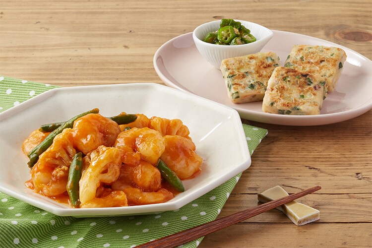 Kit2人前 野菜たっぷり辛くないエビチリ風炒め 有機野菜 通販 ｏｉｓｉｘ おいしっくす
