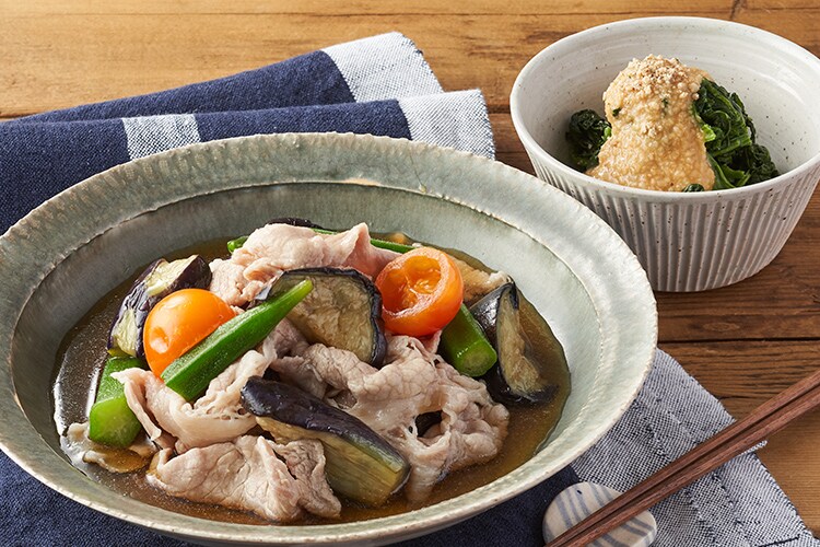 Kit2人前／包丁いらず！豚肉と揚げなすだし浸し|有機野菜 通販