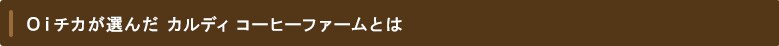 Oiチカが選んだカルディコーヒーファームとは