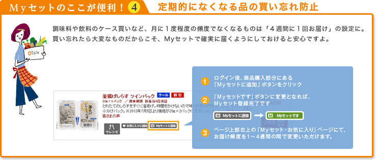 Myセットのここが便利!?C 定期的になくなる品の買い忘れ防止
