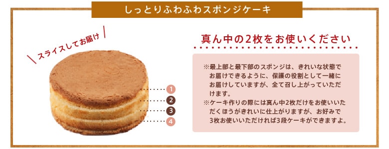 スライスしてお届け しっとりふわふわスポンジケーキ