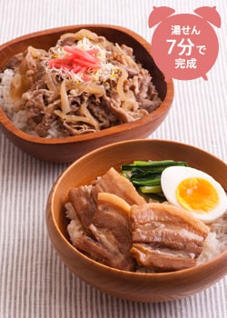 豚角煮&牛丼