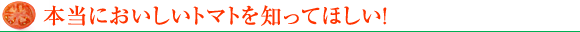 本当においしいトマトを知ってほしい！