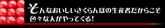 そんなおいしいさくらんぼの生産者だからこそ 色々な人がやってくる
