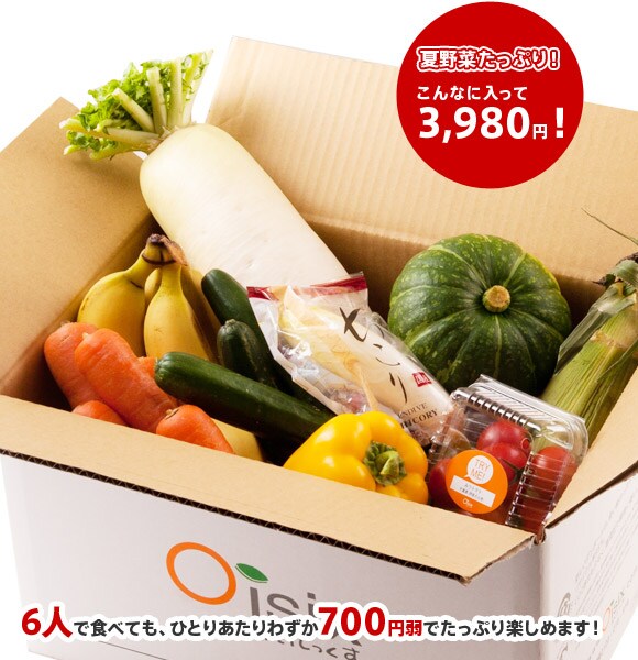 夏野菜たっぷり！ こんなに入って3,980円！