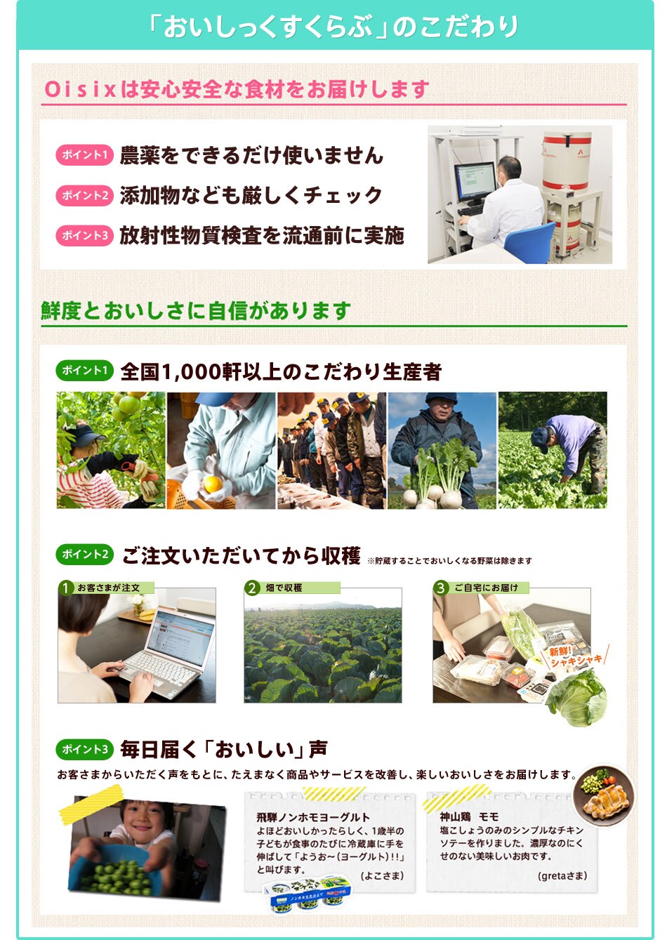 おいしっくすくらぶのこだわり