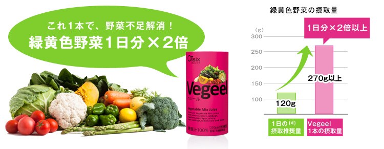 緑黄色野菜1日分 2倍 Vegeel 有機野菜などの安全食材宅配 ｏｉｓｉｘ おいしっくす