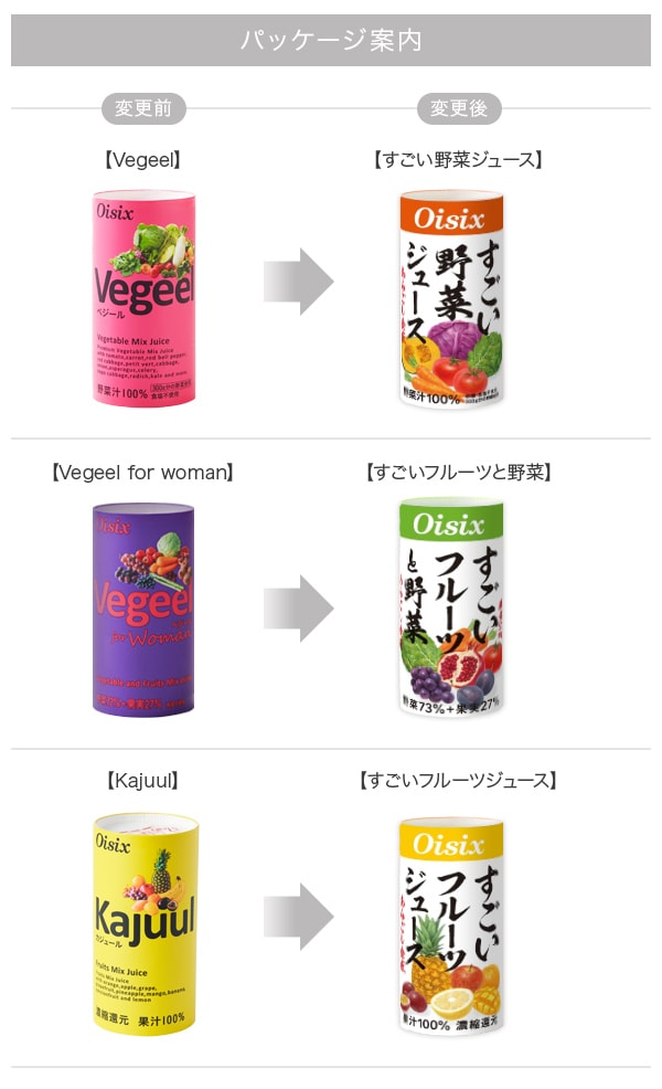 重要なお知らせ】Vegeelシリーズに関する商品名及びパッケージ変更