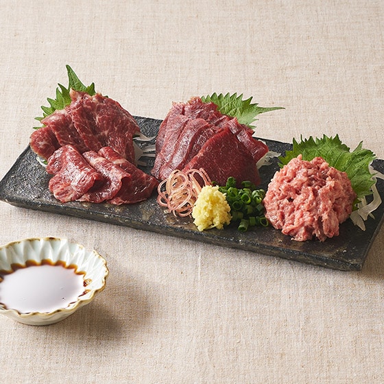 馬刺し3種セット(赤身、霜降、うまトロ)|有機野菜 通販