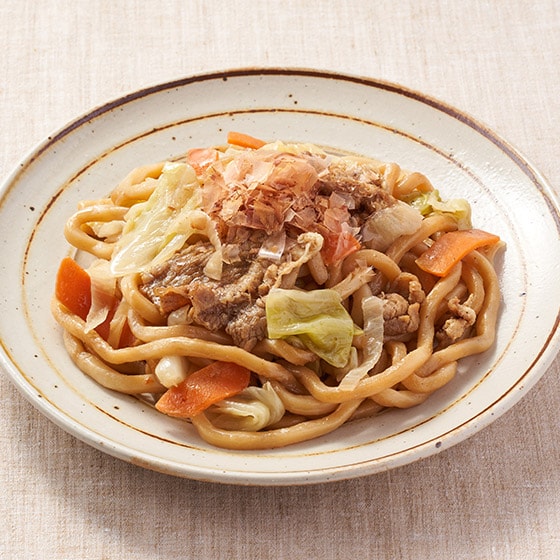 レンジで！シャキシャキ野菜とお肉の焼きうどん|有機野菜 通販