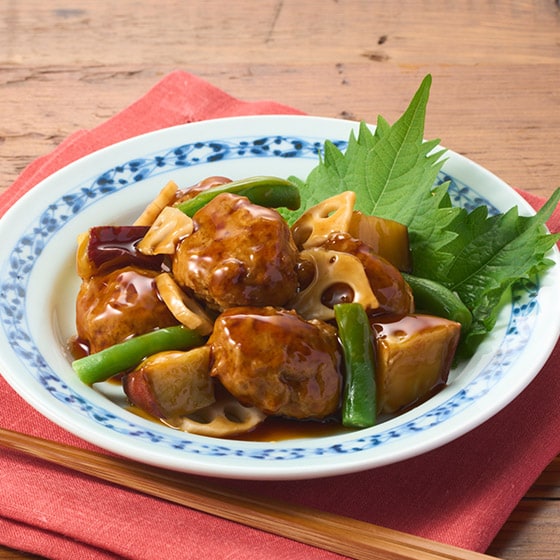 主菜）れんこん入り！鶏肉の照り焼きつくね|有機野菜 通販 Oisix