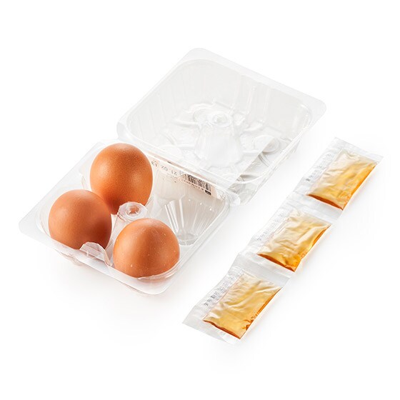 限定！牛乳とか飲み放題】赤玉の温泉卵3個入タレ付|有機野菜
