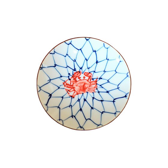 三寸小皿 9.2cm 網絵(赤)