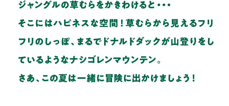 �W�����O���̑��ނ�������킯��ƁE�E�E�����ɂ̓n�s�l�X�ȋ�ԁI���ނ炩�猩����t���t���̂����ہA�܂�Ńh�i���h�_�b�N���R�o������Ă���悤�ȃi�V�S�����}�E���e���B�����A���̉Ă͈ꏏ�ɖ`���ɏo�����܂��傤�I